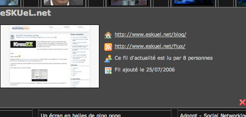 KreuZZ, informations sur les flux RSS avec capture du site