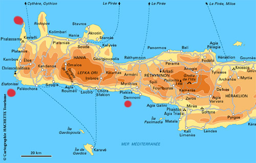 Carte de la Crète de l'Ouest