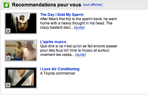 Recommandations Youtube