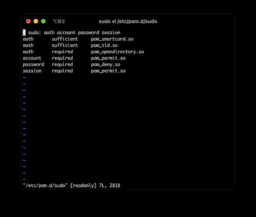 Sudo terminal MacOS avec TouchID