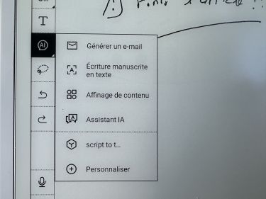 Les fonctionnalit&eacute;s IA de base sur l'app Paper Viwoods