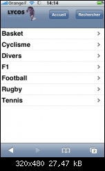 Chaîne Sport Lycos sur iPhone
